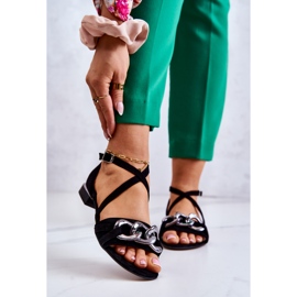 Sandale De Damă De Căprioară Cu Lant Laura Messi 2365 Negru 1