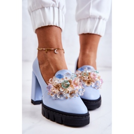 PA2 Pompe Elegante Cu Ornament Caterin Albastru Neted 4