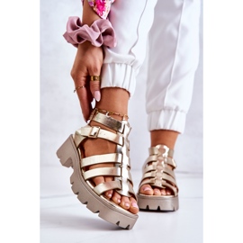 PS1 Sandale Piele Cu Benzi Minorit Auriu de aur 1