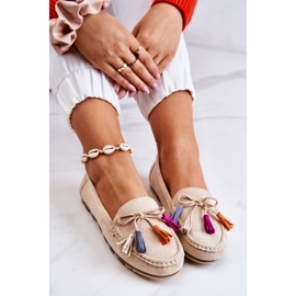 PS1 Mocasini de dama din piele intoarsa Bej deschis Wilessa 1