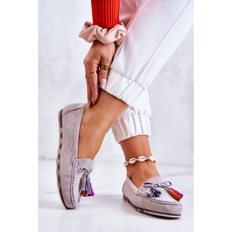 PS1 Mocasini din piele intoarsa Wilessa gri de dama 2