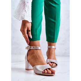 Sandale Piele Toc Înalt Vinceza 22-20100 Golden de aur 1