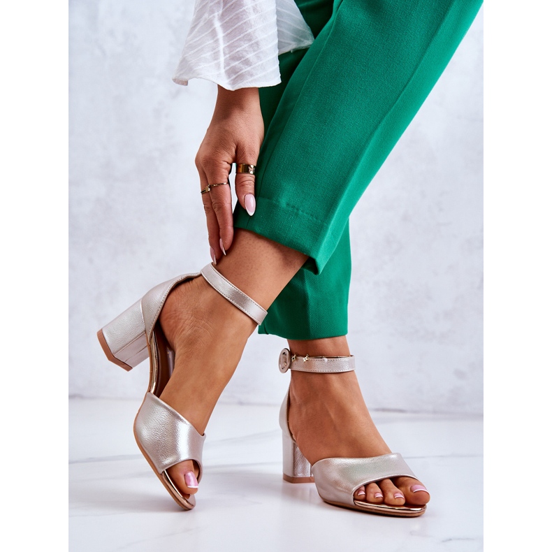 Sandale Piele Toc Înalt Vinceza 22-20100 Golden de aur 2