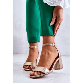 Vinceza Sandale de damă la modă pe toc Aur Lucida de aur 1