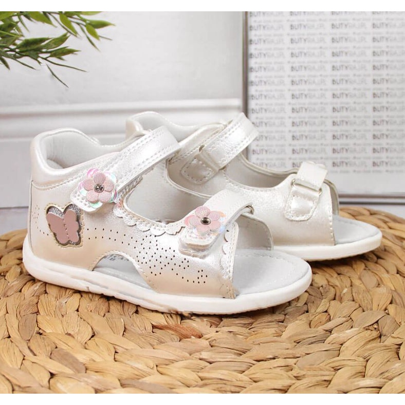 Sandale albe cu velcro La Clubul American 2