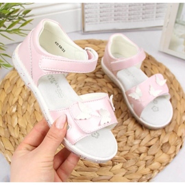 Sandale cu velcro roz aprins La Clubul American 1