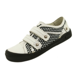 Pantofi din piele Velcro Bartek 78148-25K buline alb negru argint 3