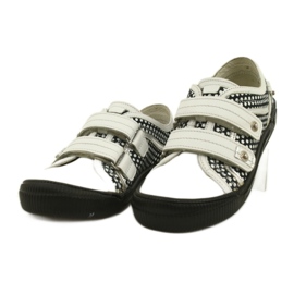 Pantofi din piele Velcro Bartek 78148-25K buline alb negru argint 2