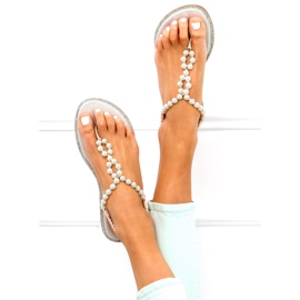 Flip-flops cu perle Ofelia Beige bej 2