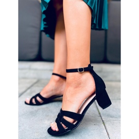 Avium Sandale negre cu toc negru 2