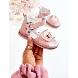 PJ2 Sandale cu buline roz pentru copii din piele 1