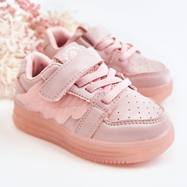 PA1 Pantofi Sport Copii Piele Cu Velcro Pink Angel roz 1