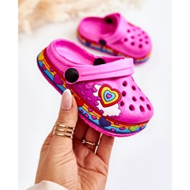 Papuci de spumă pentru copii Kroks Fuchsia Charie roz 2