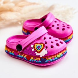 Papuci de spumă pentru copii Kroks Fuchsia Charie roz 1