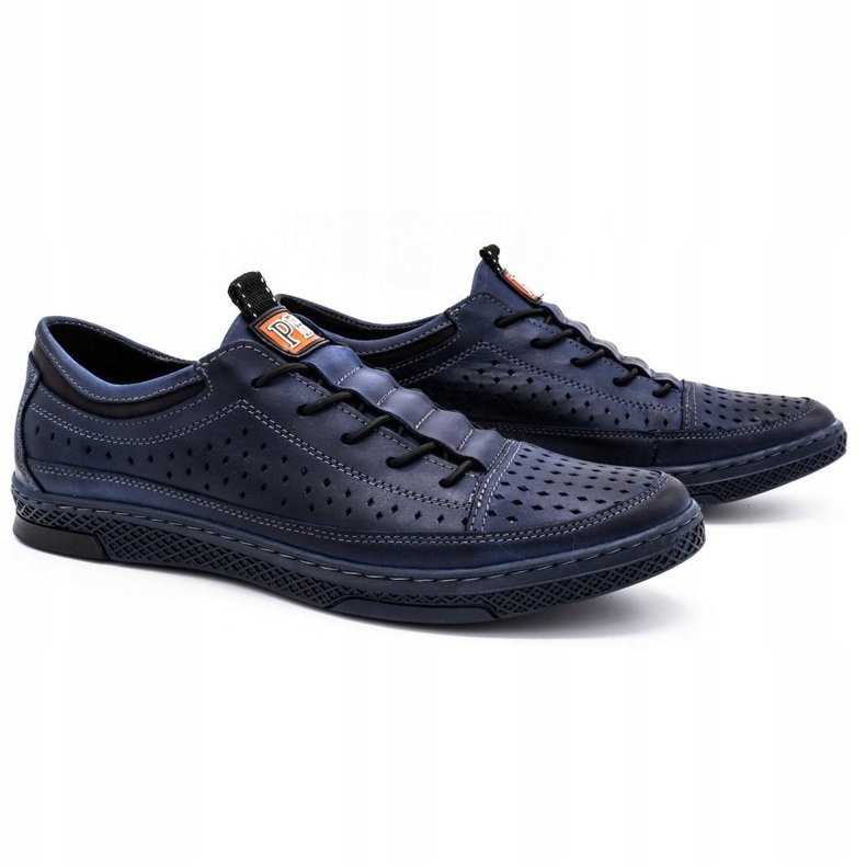 Polbut Pantofi din piele pentru bărbați pentru vara K22 Navy Blue albastru 2