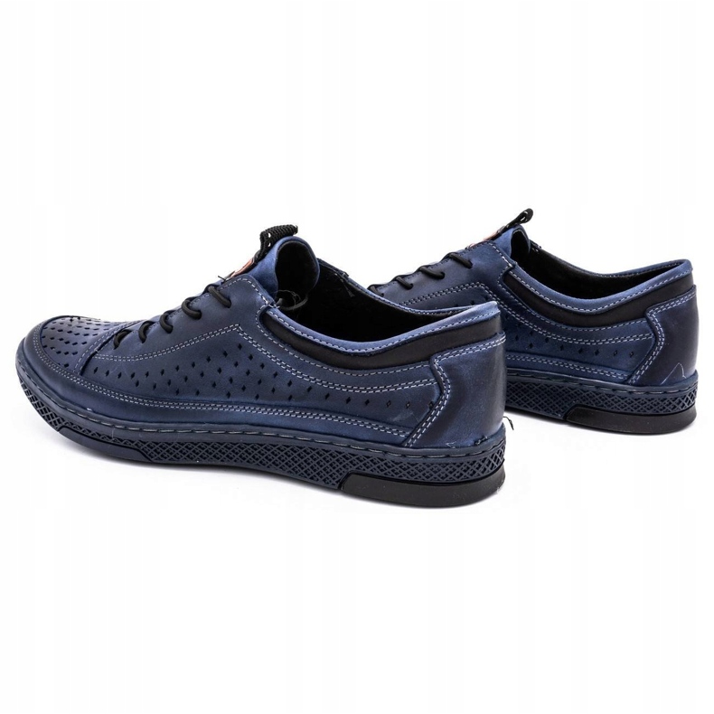 Polbut Pantofi din piele pentru bărbați pentru vara K22 Navy Blue albastru 5