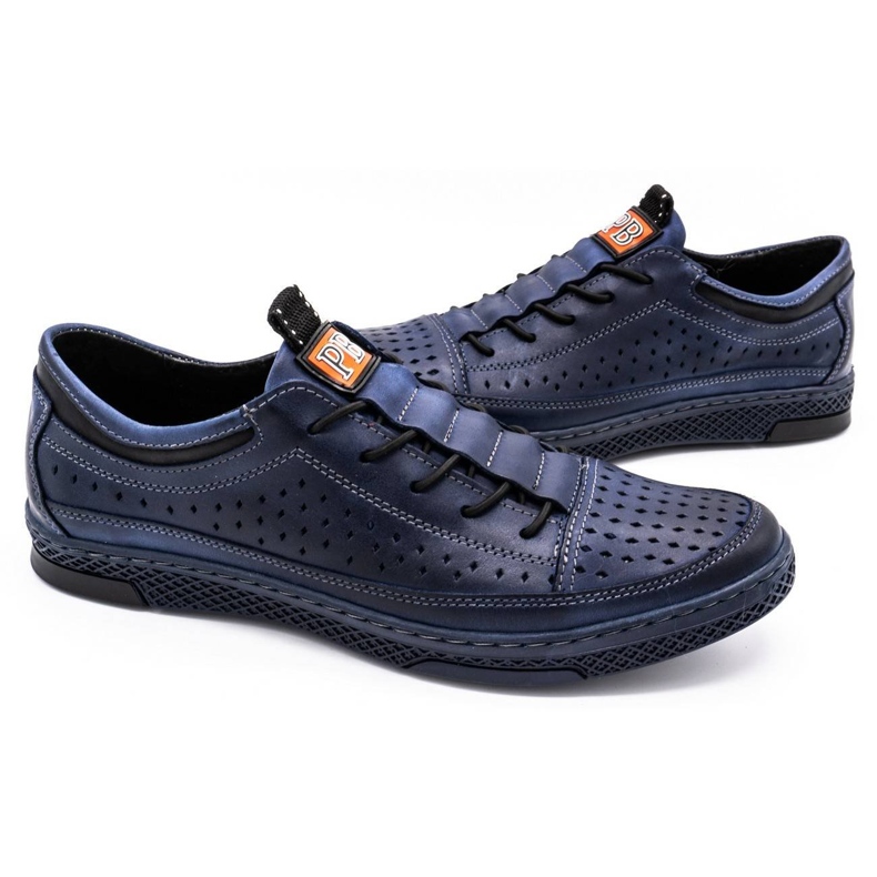 Polbut Pantofi din piele pentru bărbați pentru vara K22 Navy Blue albastru 4