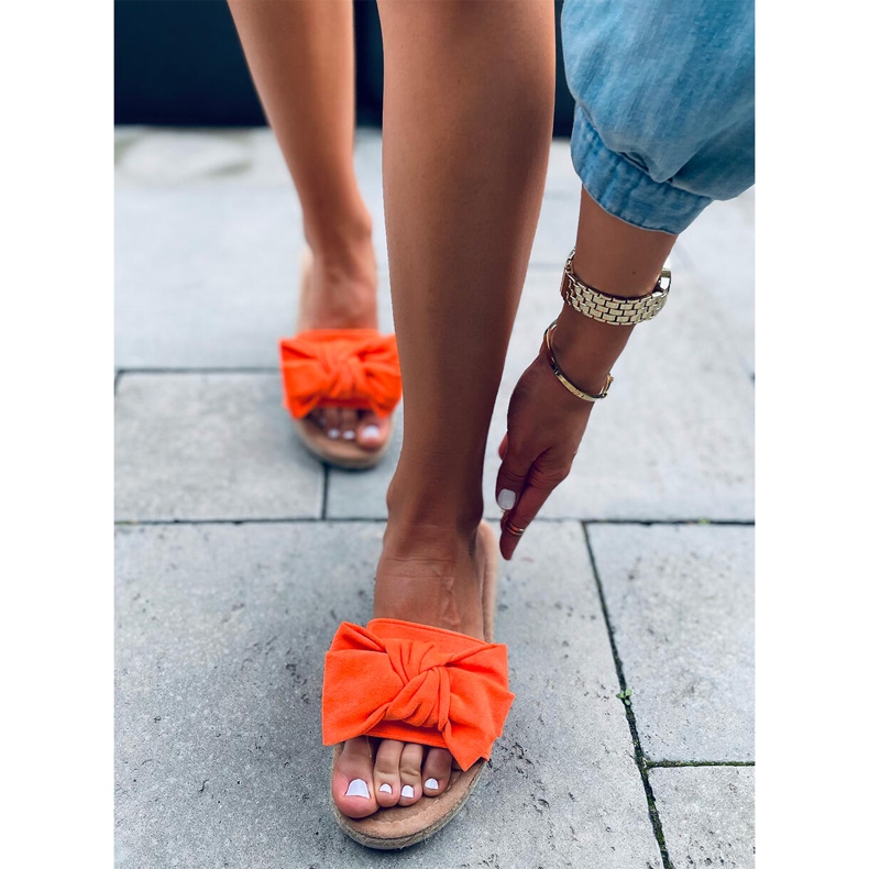 Espadrile cu fundita Viola Orange portocale 1