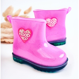 Cizme de ploaie copii brocart fucsia roz 2