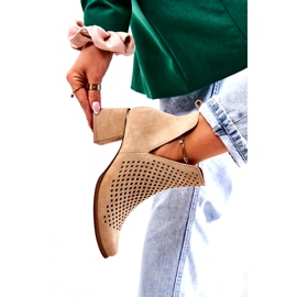 Lewski Shoes Cizme ajurate din piele intoarsa Pantofi Lewski 3165 Bej 2