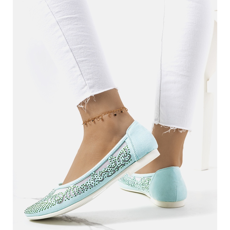 Balerini verzi cu ornamente Astrid ajurate verde 1