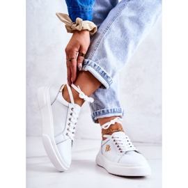 Vinceza Pantofi Sport din Piele Cu Decorat Calerie Albă de aur 2