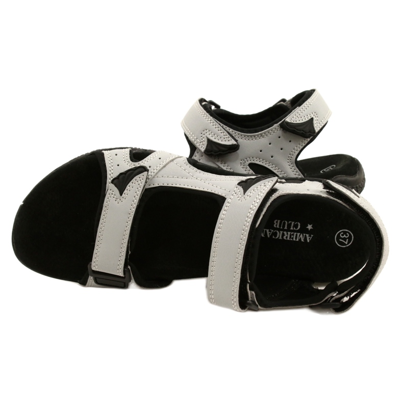Sandale American Club HL53 / 22 cu inserție din piele LT.Grey gri 4 Sandale American Club HL53 / 22 cu inserție din piele LT.Grey gri 4