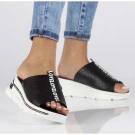 Papuci de piele Filippo DK3679 / 22 Bk negru 1