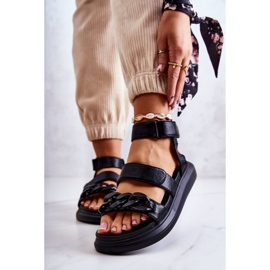 Sandale Piele Cu Lant La.Fi Negru Alissia 1