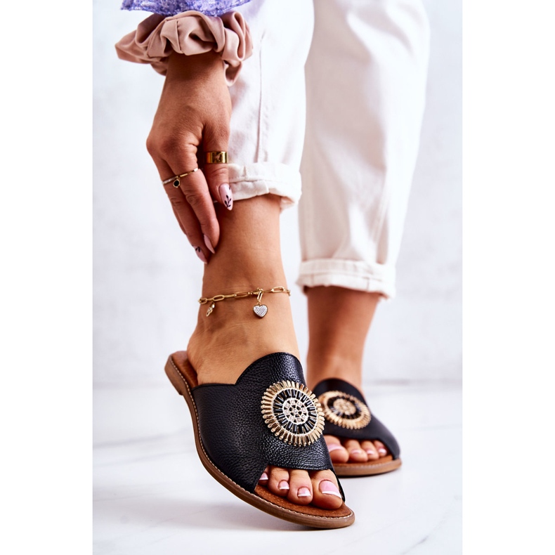 Lewski Shoes Papuci de piele la modă Pantofi Lewski 3132 / O Negru 1