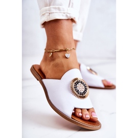 Lewski Shoes Papuci din piele la modă Pantofi Lewski 3132 / O alb 1