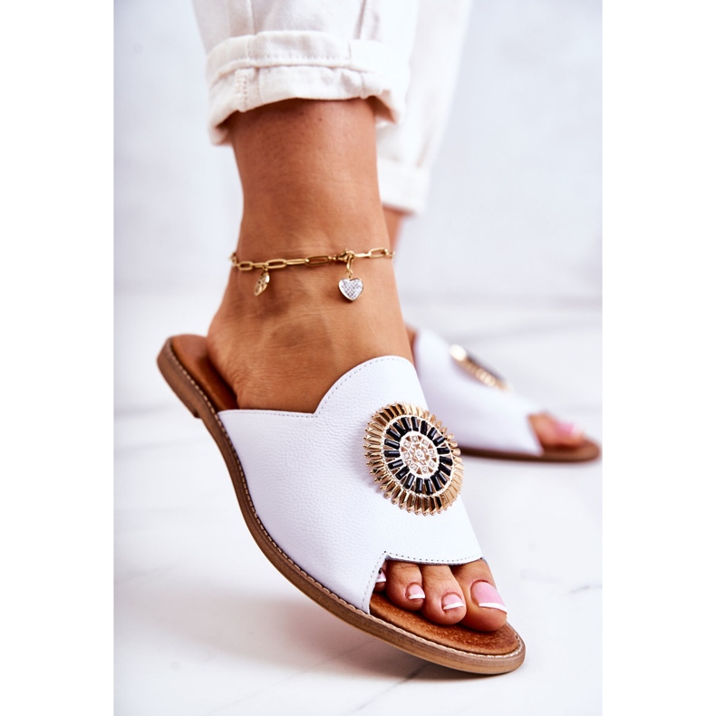 Lewski Shoes Papuci din piele la modă Pantofi Lewski 3132 / O alb 1