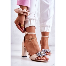 PA2 Sandale De Piele Pe Un Bar Cu Decor Milessa Bej 1