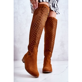 PA2 Cizme Roșii Arinna De Căprioară Cu Model Ajurat maro 1