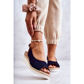 Sandale Damă On Wedge Big Star JJ276046 Bleumarin albastru 1