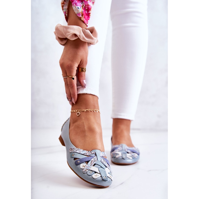 Balerini din piele de damă Maciejka 01358-34 Albastru deschis 1