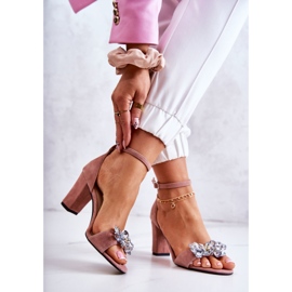 PA2 Sandale De piele intoarsa Pe Un Bar Cu Decor Milessa Roz 2