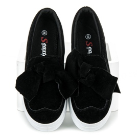 Seastar Tenisi din piele intoarsa cu fundita negru 1 Seastar Tenisi din piele intoarsa cu fundita negru 1