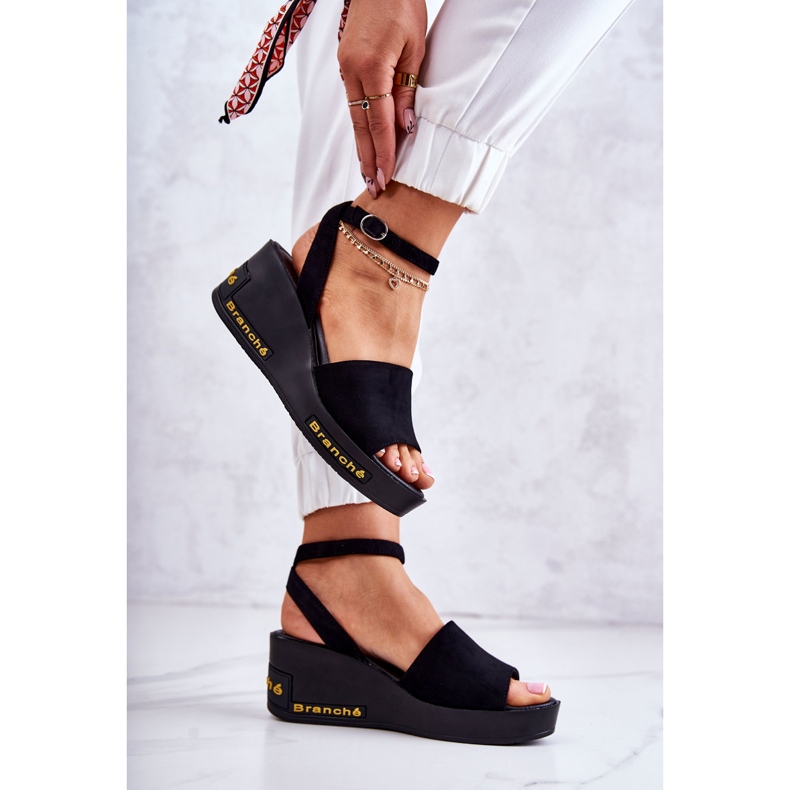 Vinceza Sandale cu pană din piele intoarsa pentru dama, negru Cortena 2