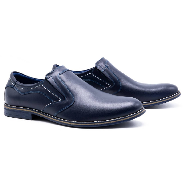 Olivier Pantofi barbatesti eleganti 283LU bleumarin albastru 2