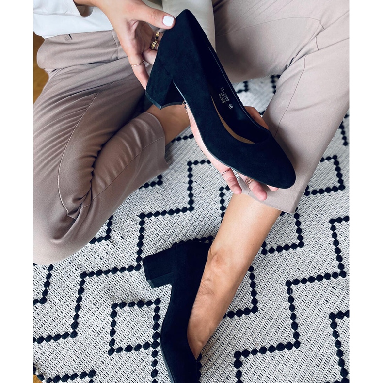 Pompe cu tocuri joase Phoebe Black negru 2