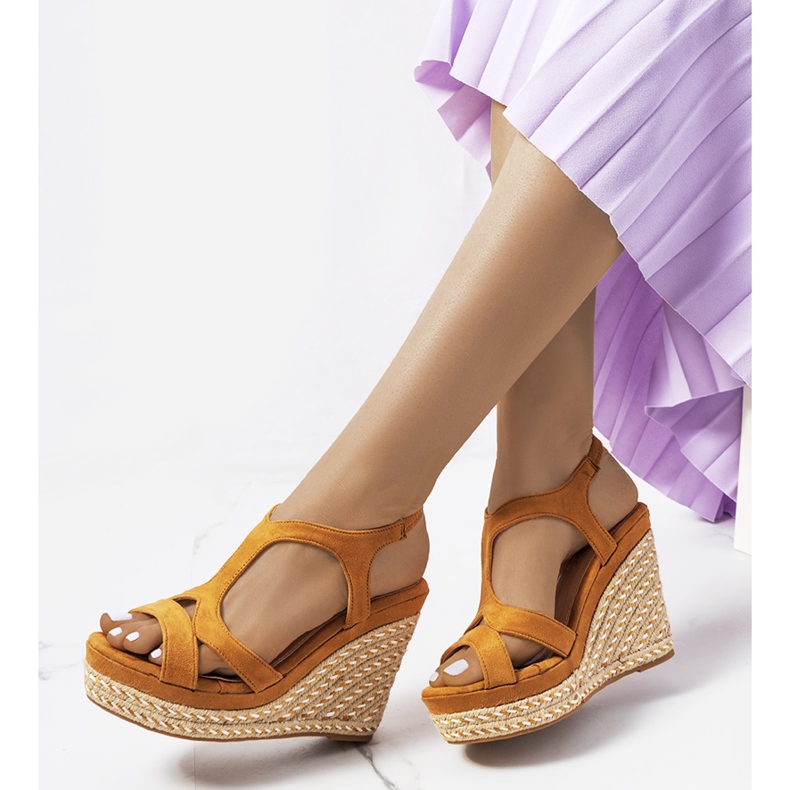 Espadrile maro pe o pană de cedru 2 Espadrile maro pe o pană de cedru 2