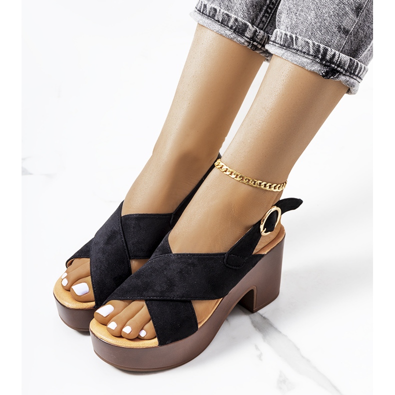 Sandale negre pe platforma Chapel negru 1