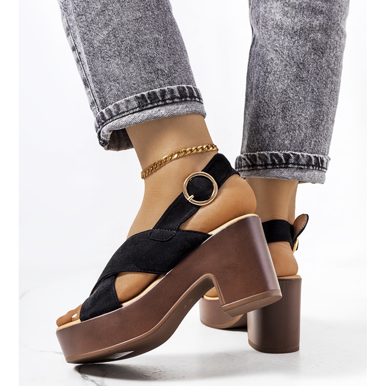 Sandale negre pe platforma Chapel negru 2