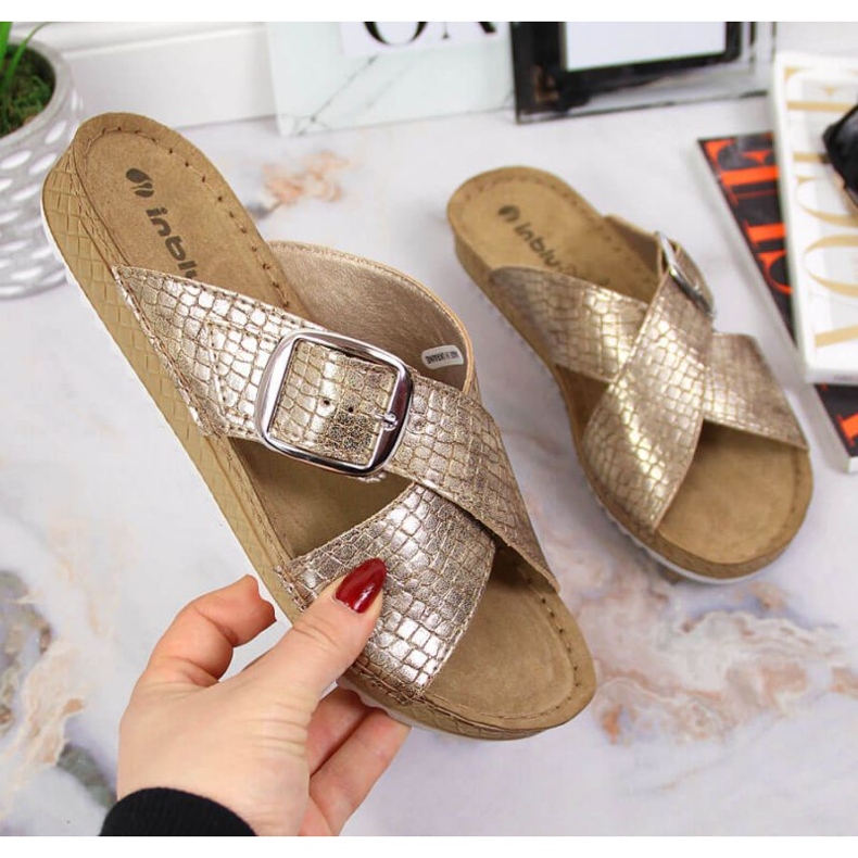 Inblu W ARC17 papuci de sarpe aurii de aur 1