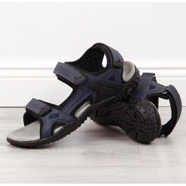 Sandale sport cu velcro American Club W AM887B bleumarin albastru marin 2