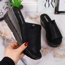 T.Sokolski W SCA167A papuci negri cu pană negru 1