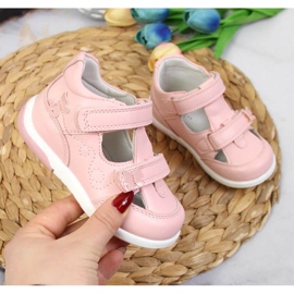 Pantofi cu velcro ajurata American Club Jr AM892B roz 1