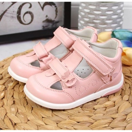 Pantofi cu velcro ajurata American Club Jr AM892B roz 2