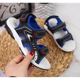 Sandale cu velcro American Club Jr AM893A negre negru 1